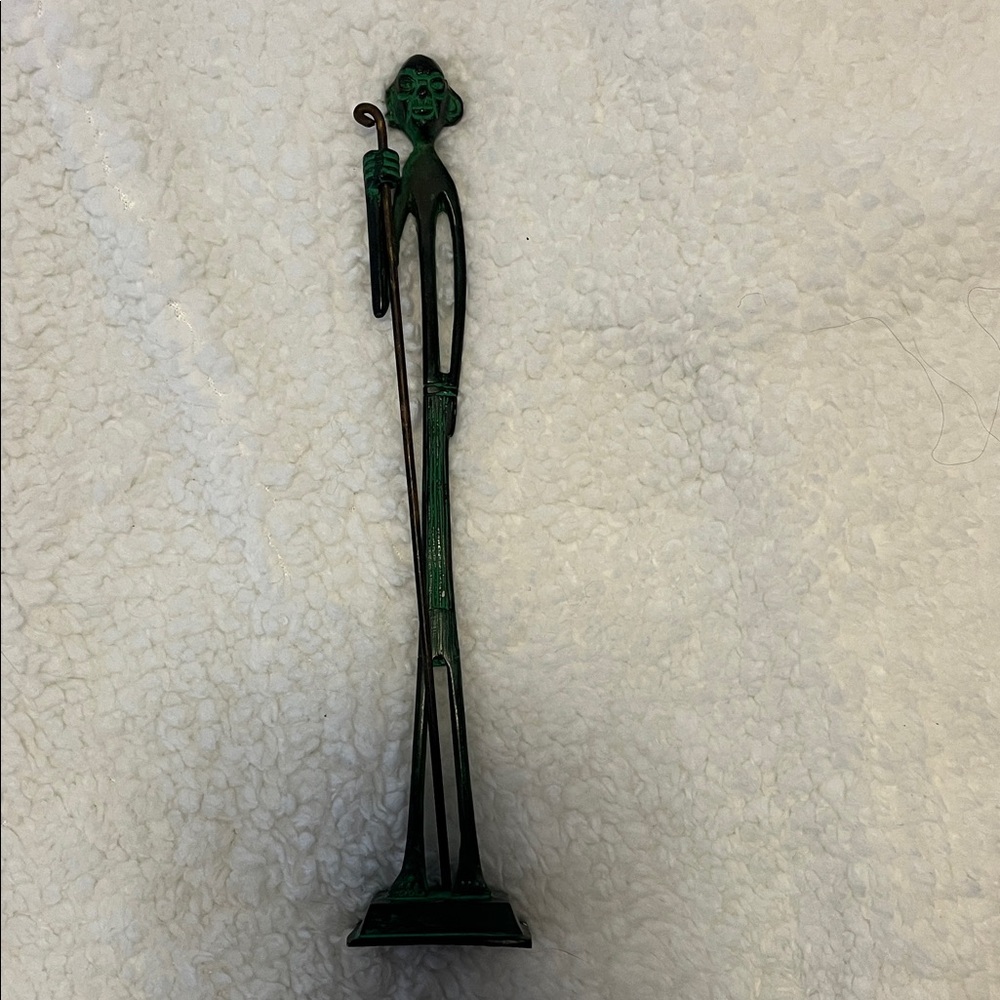Slender African Sculpture, Metal with walking stick